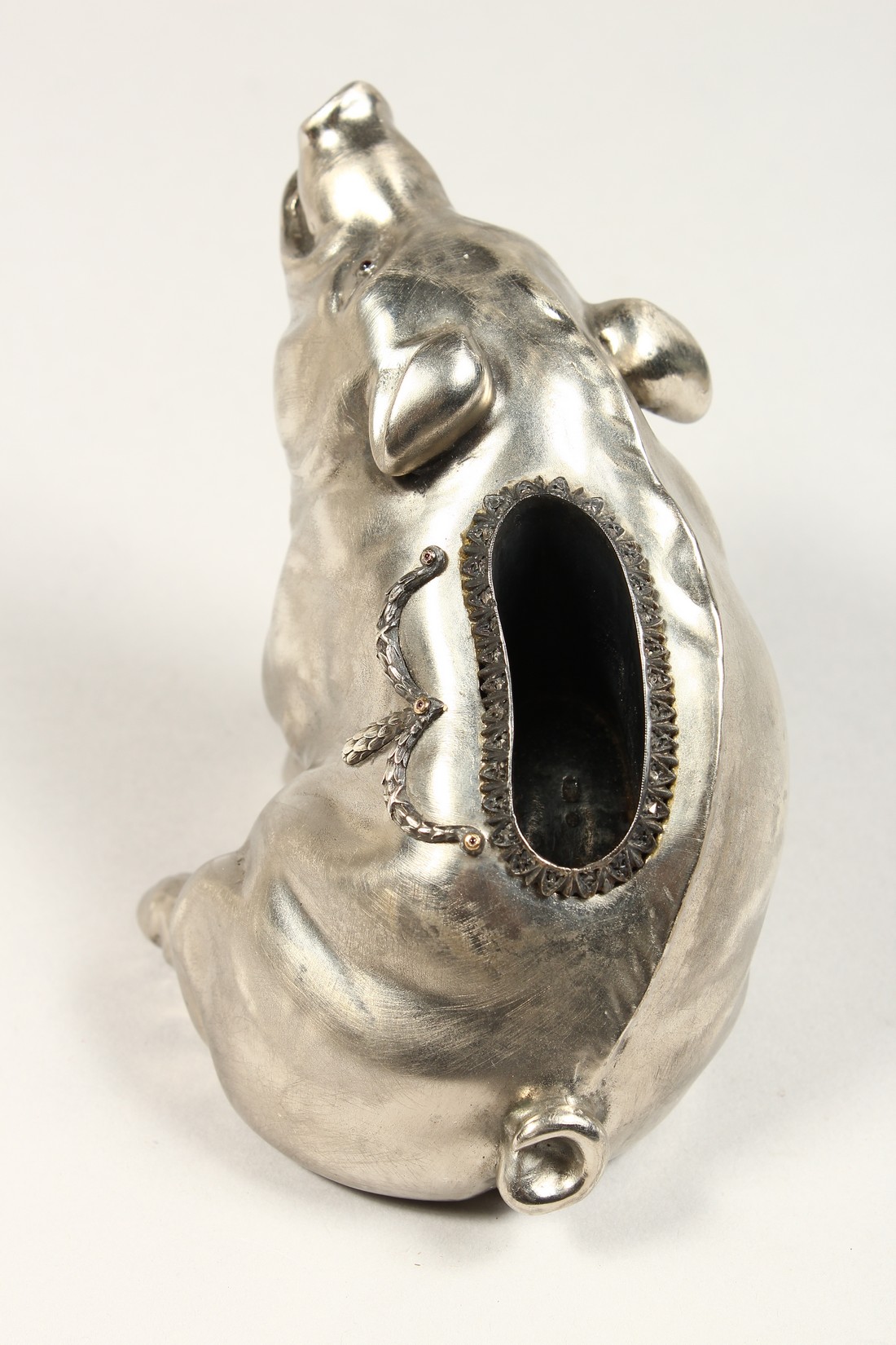 A SUPERB RUSSIAN SILVER SEATED PIG MATCH HOLDER 3.75ins high, 4.5ins long With Faberge mark. - Image 4 of 6