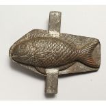 A METAL FISH CHOCOLATE MOULD 6ins long