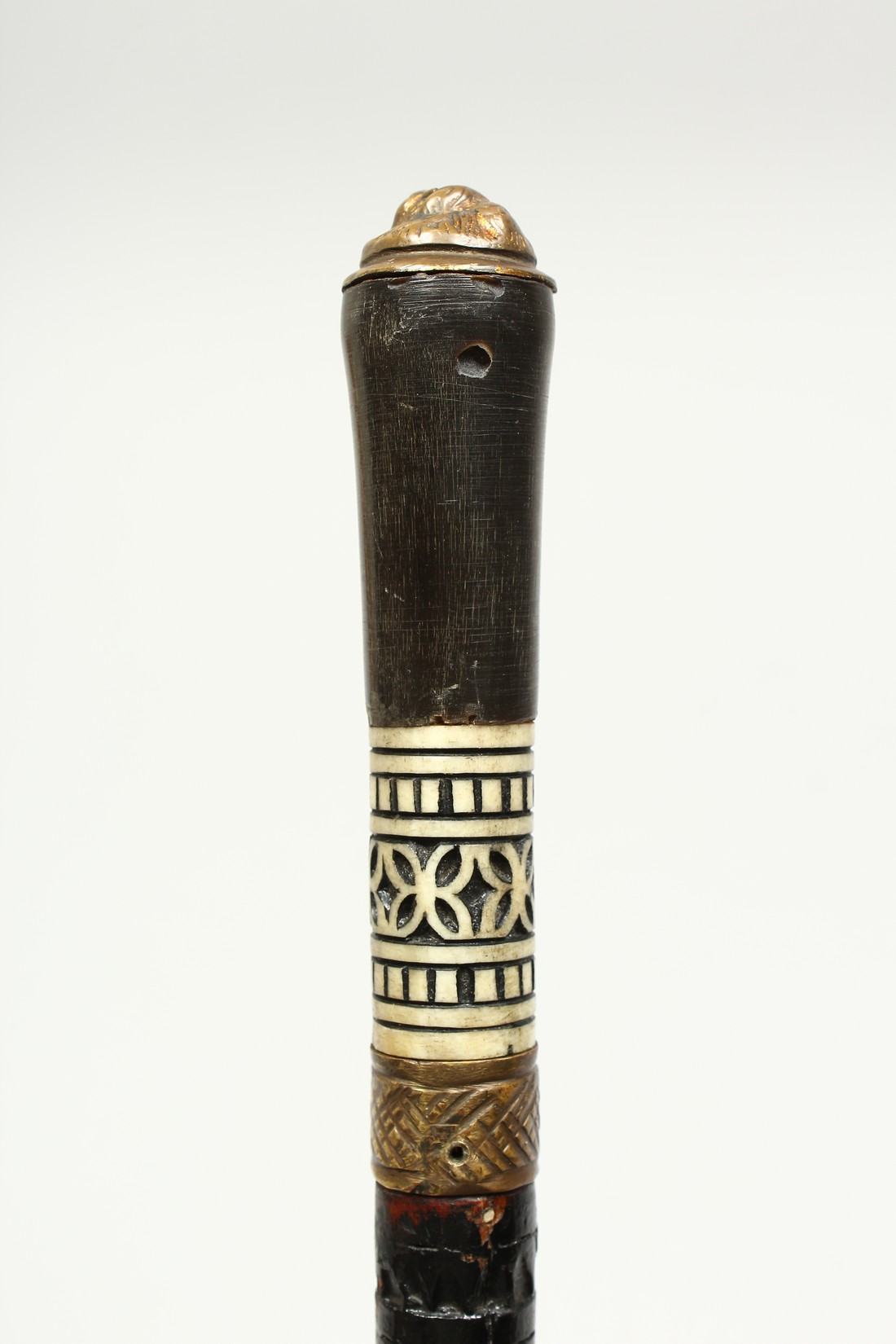 AN INDIAN BONE INLAID SWORD STICK. 23ins long. - Image 4 of 13