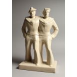 AN ART DECO DESIGN GROUP OF TWO SAILORS. 13ins high.