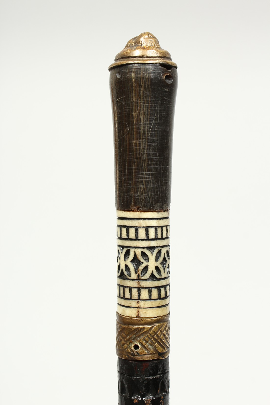 AN INDIAN BONE INLAID SWORD STICK. 23ins long. - Image 6 of 13