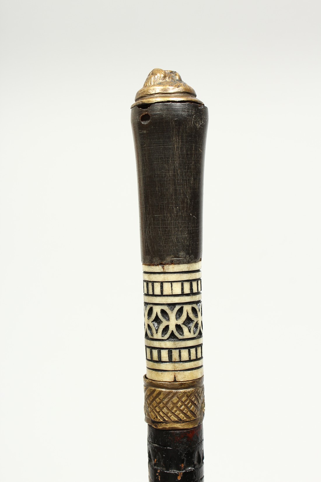 AN INDIAN BONE INLAID SWORD STICK. 23ins long. - Image 3 of 13