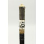 AN EBONY SWORD STICK with bone inlay. 36ins long.