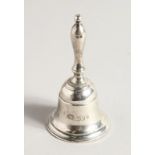 A HEAVY SILVER HAND BELL. 4.15ins London1961