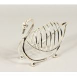 A SILVER PLATED SWAN TOAST RACK 7.5ins long