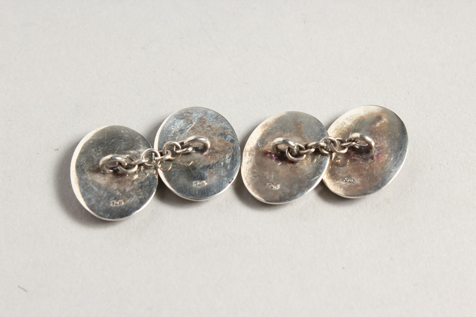 A SILVER AN ENAMEL 4 VICES CUFF LINKS - Image 2 of 2