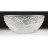 RENE LALIQUE A GOOD LALIQUE GLASS CIRCULAR BOWL etched with birds Etched Lalique France 9ins