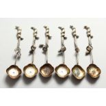 A SET OF SIX CHINESE SILVER SPOONS. 13cm long - 91g gross weight