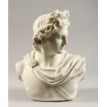 A PARIAN BUST OF APOLLO by C. Delpech Signed 11ins high