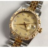 A ROLEX OYSTER PERPETUAL TWO COLOUR WRIST WATCH. No.455, Circa.1987, with box.