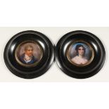 A PAIR OF FRAMED CIRCULAR MINIATURES