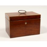 A GEORGE III MAHOGANY TEA CADDY with mixing bowl and tea cannister. 8.5ins long.