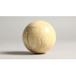 AN IVORY BILLIARD BALL 1.75ins