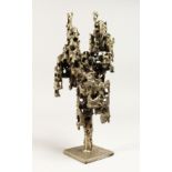 A MODERN ABSTRACT BRONZE CANDLESTICK 13ins high