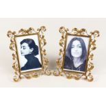 A PAIR OF GILT METAL AUSTRIAN PICTURE FRAMES 9.5ins high