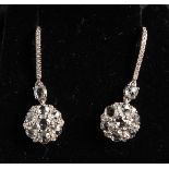 A GOOD PAIR OF 18CT GOLD AND DIAMOND CLUSTER DROP EARRINGS