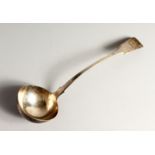 A VICTORIAN FIDDLE PATTERN SILVER SOUP LADLE. London 1836, maker S.H. & D.C.