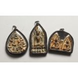 THREE SILVR MOUNTED TIBETAN PENDANT