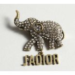 A DIOR JADIOR ELEPHANT BROOCH in a Dior bag and box.