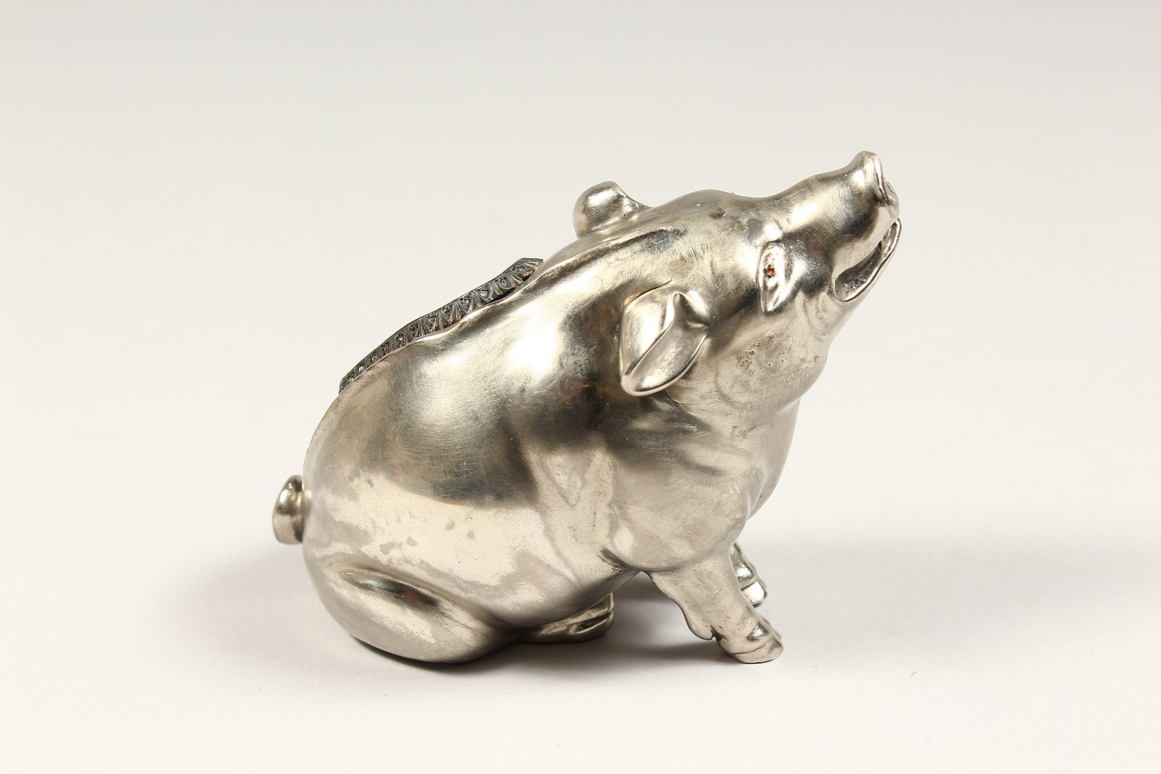A SUPERB RUSSIAN SILVER SEATED PIG MATCH HOLDER 3.75ins high, 4.5ins long With Faberge mark. - Image 3 of 6