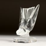 A LALIQUE FROSTED GLASS LALIQUE BIRD BOOK STOP Etched Lalique, France.