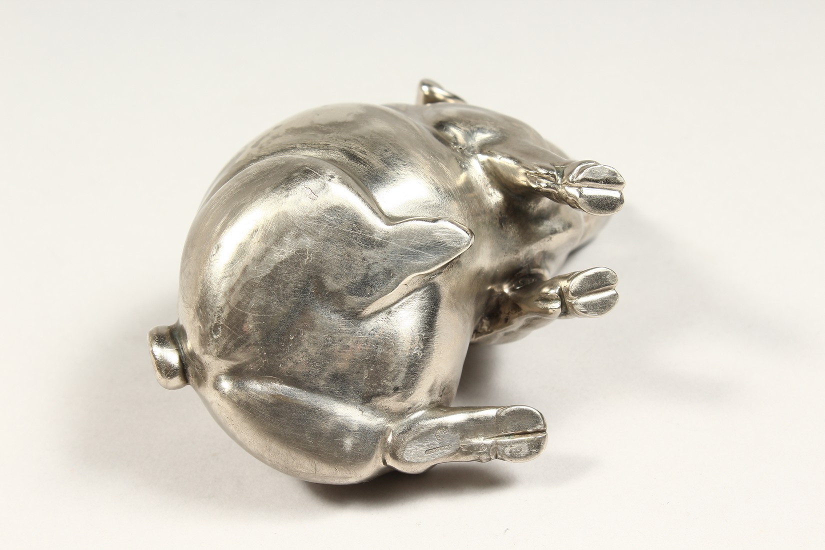 A SUPERB RUSSIAN SILVER SEATED PIG MATCH HOLDER 3.75ins high, 4.5ins long With Faberge mark. - Image 5 of 6