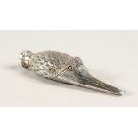 A SOLID SILVER SWAN'S HEAD PERFUME BOTTLE 3.5ins long