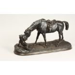RUSSIAN SCHOOL A GROUP CAST IRON GROUP, HORSE AND DOG 17.5ins long.