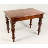 A MAHOGANY SUITCASE STAND on turned legs 21ins long