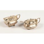 TWO SILVER MUSTARD POTS