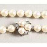 A 14CT GOLD DIAMOND AND PEARL CHOKER