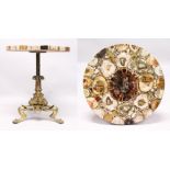 A SUPERB QUALITY PETRIFIED WOOD CIRCULAR TRIPOD TABLE on bronze feet. 1ft 11ins diameter, 2ft 3ins