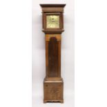AN 18TH CENTURY, 11 INCH BRASS FACED LONG CASE CLOCK - "Tho. Judge, Froom"