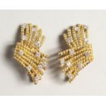 A SUPERB PAIR OF TIFFANY GOLD AND DIAMOND EARRINGS