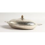 A GEORGE III SILVER OVAL TWO HANDLED TUREEN AND COVER, London 1797, Maker E. E. Wall, 30ozs.