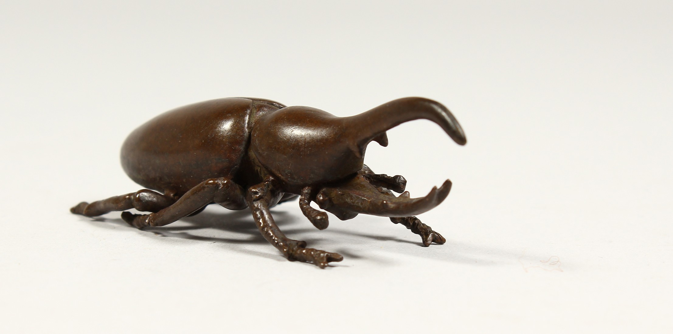 A JAPANESE BRONZE RHINOCEROS BEETLE 3ins long