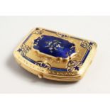 A SUPER 14CT BLUE ENAMEL COMPACT-WATCH by F.C. MONNIER & FILS, GENEVA. ECHAPPEMENT. A CYLINDRE