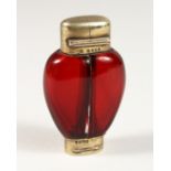 A SAMSON, MORDEN & CO. RUBY, DOUBLE ENDED SCENT BOTTLE London 1881 3.5ins long