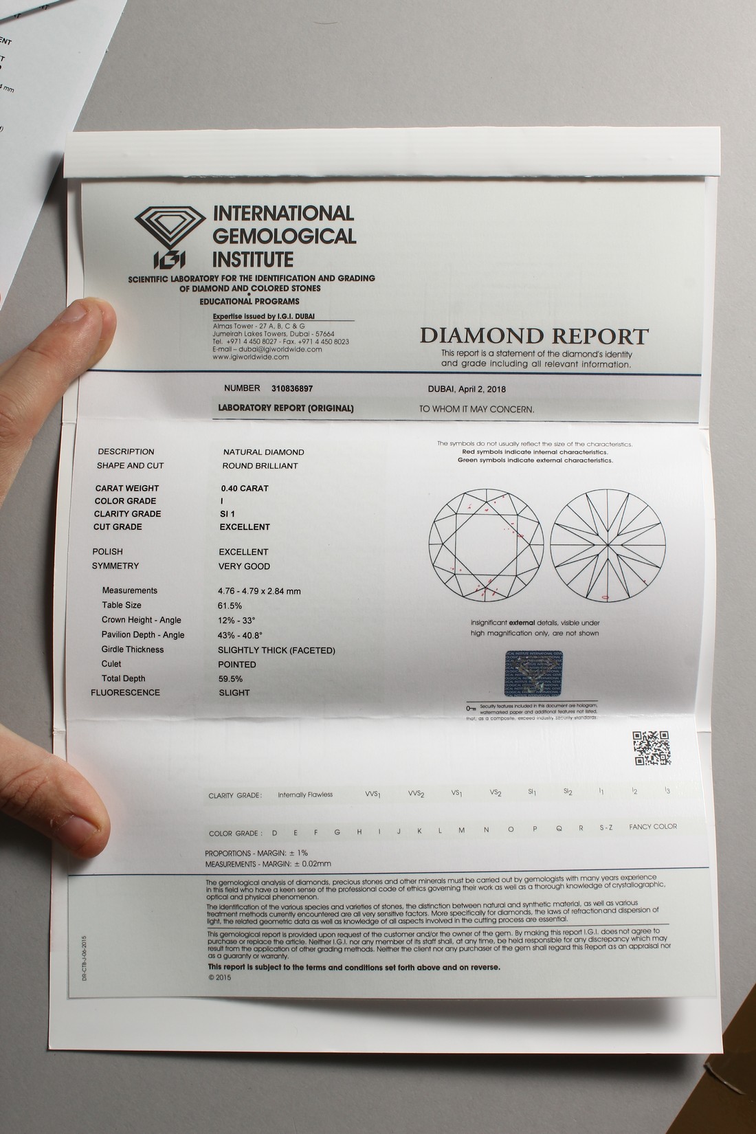 A 0.40 CARAT DIAMOND with certificate. - Image 3 of 7