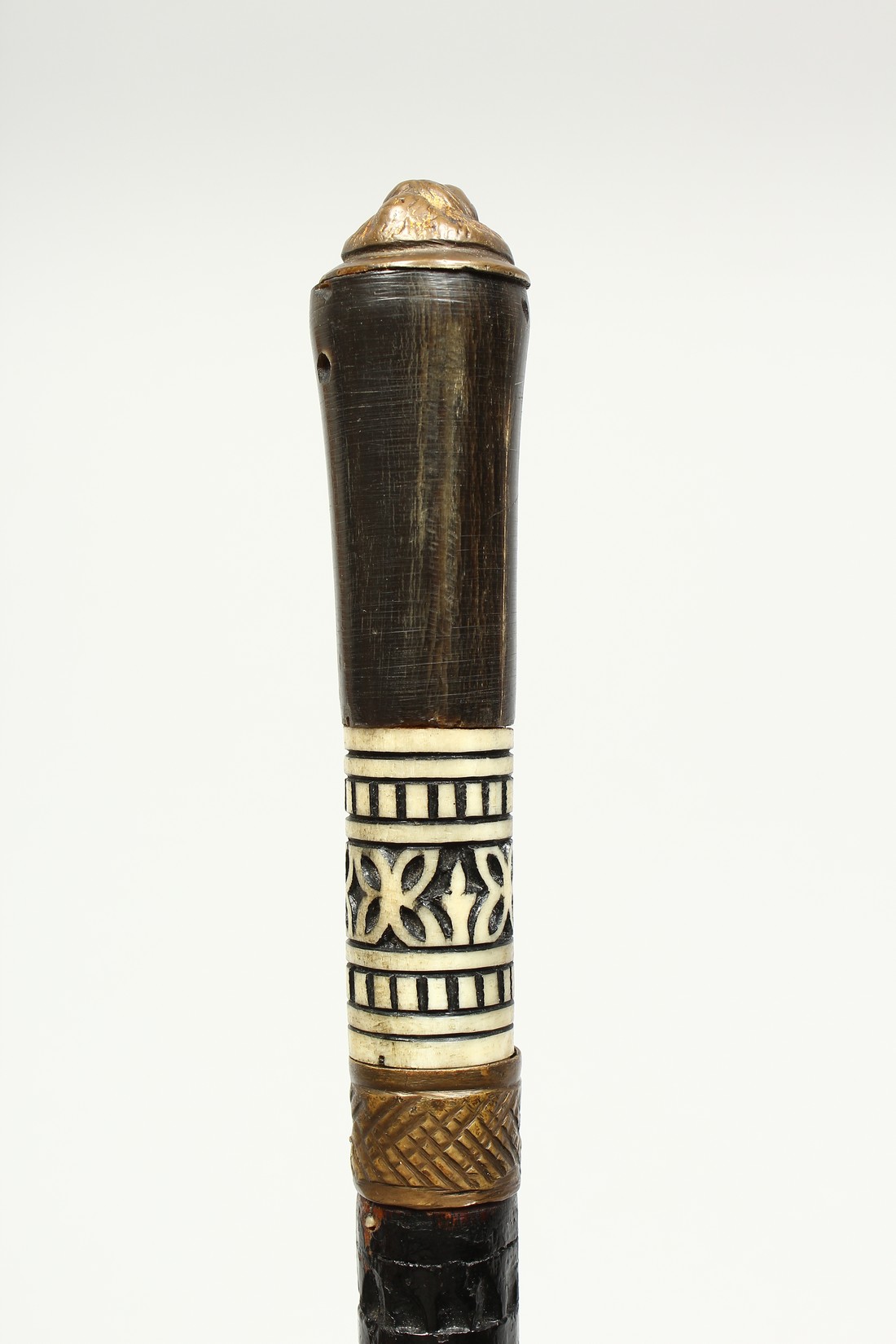 AN INDIAN BONE INLAID SWORD STICK. 23ins long. - Image 5 of 13