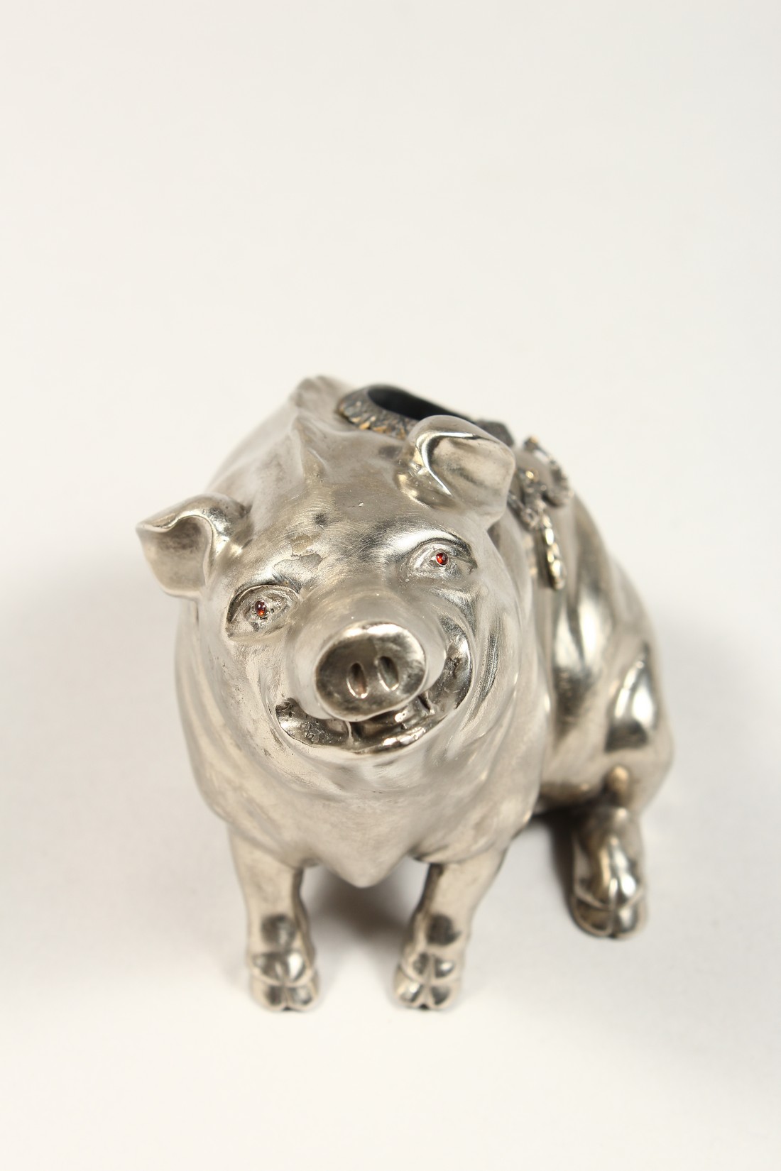A SUPERB RUSSIAN SILVER SEATED PIG MATCH HOLDER 3.75ins high, 4.5ins long With Faberge mark. - Image 2 of 6