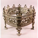 A GOOD HEAVY 18TH CENTURY ZENDI BRASS FIRE PIT / MANKLE SURROUND, 35cm