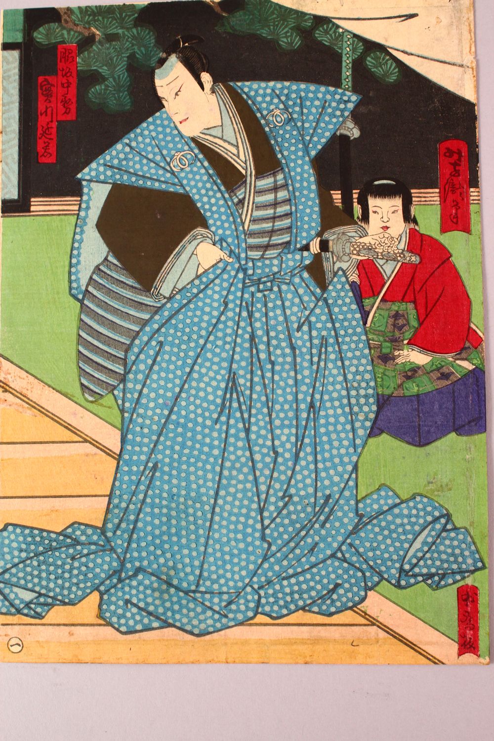 FIVE JAPANESE MEIJI PERIOD WOODBLOCK PRINTS BY YOSHITAKI UTAGAWA ( 1841 - 1899 ), each depicting - Image 6 of 7