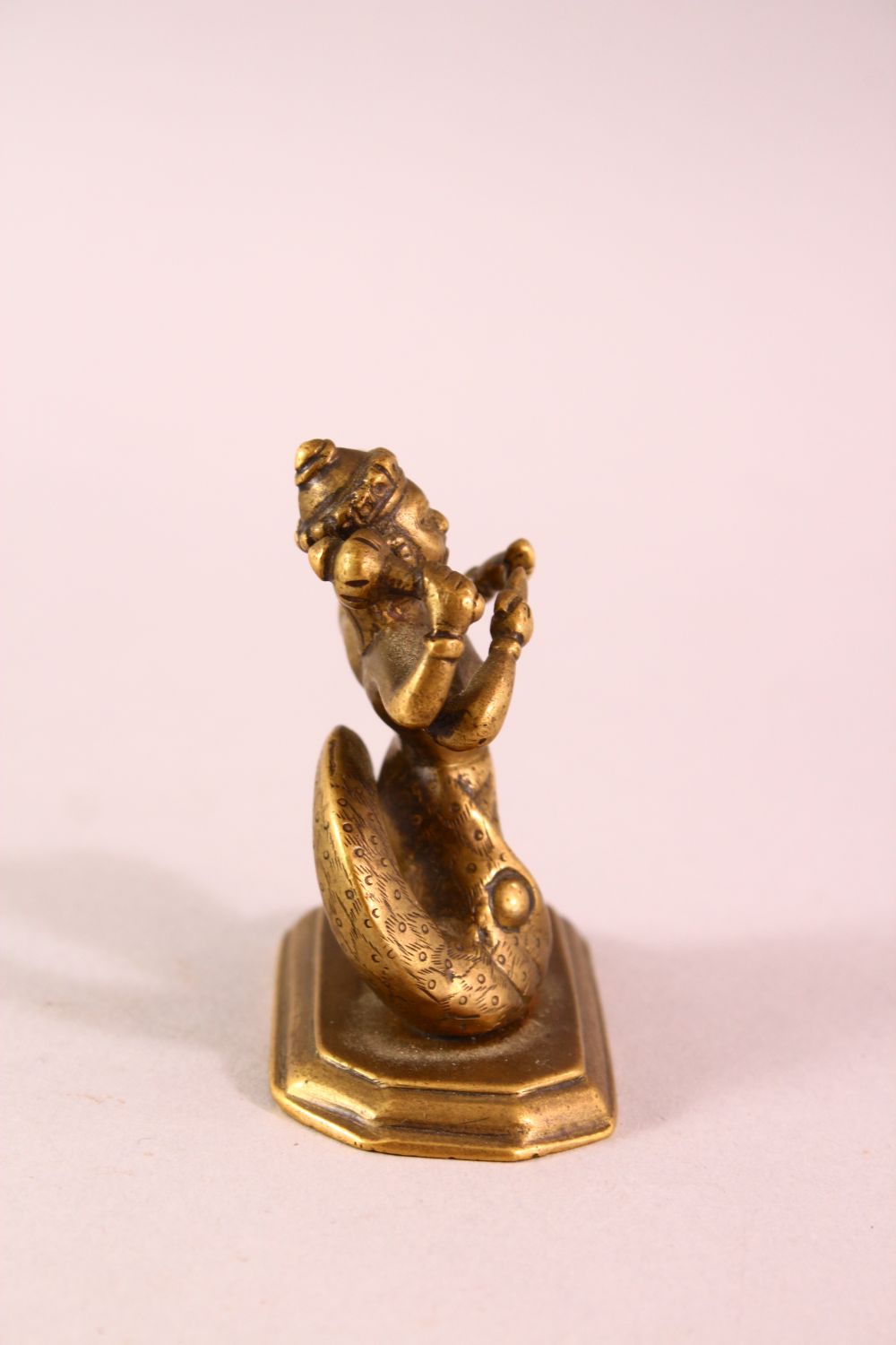 A SMALL GOOD QUALITY 19TH CENTURY BRONZE FIGURE OF MATSYA, multi arms holding objects, fish attached - Image 2 of 5