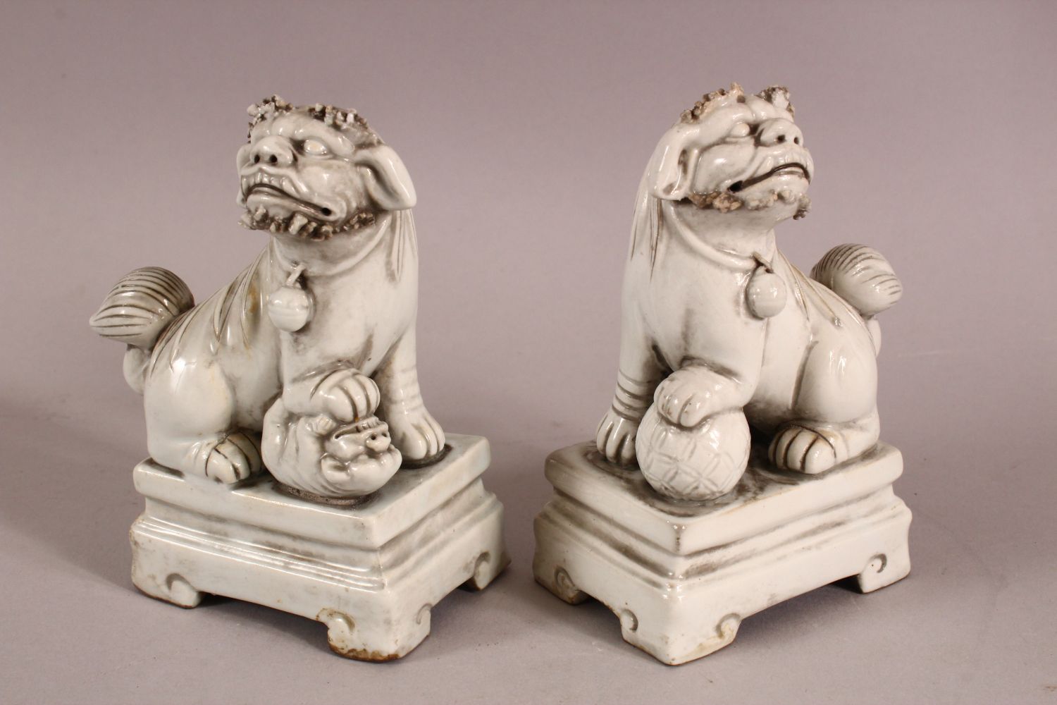 A CHINESE BLANC DE CHINE PORCELAIN FIGURES OF DOGS, formed as incense holders, 13cm - Image 4 of 7