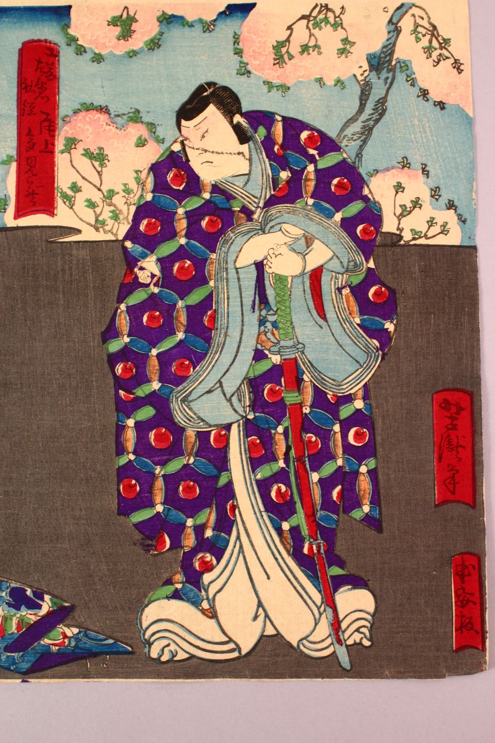 FIVE JAPANESE MEIJI PERIOD WOODBLOCK PRINTS BY YOSHITAKI UTAGAWA ( 1841 - 1899 ), each depicting - Image 5 of 7