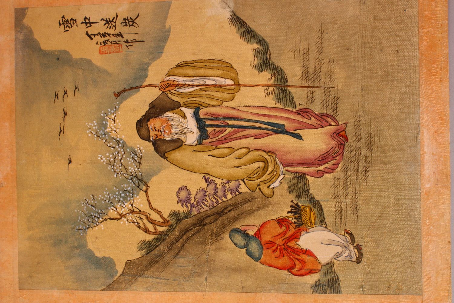 A COLLECTION OF FIVE CHINESE PAINTINGS ON PAPER, depicting scholars, birds, and a figure on a - Image 3 of 7