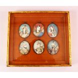 A SET OF 6 MINIATURE PERSIAN PAINTINGS, each depicting a prince or princess, each individually