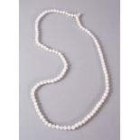 A GOOD SET OF CARVED WHITE JADE ROSARY BEADS, comprising 109 spherical carved beads, 92cm open