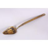 AN OTTOMAN / ISLAMIC GOLD INLAID RELIGIOUS CALLIGIRAPHY SPOON, inlaid gold floral motif and